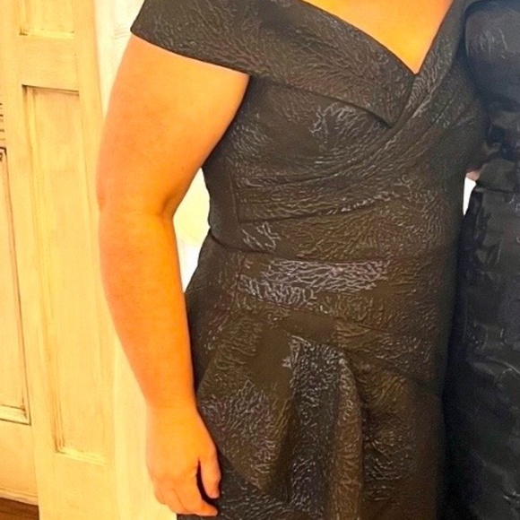 Rickie Freeman for Teri Jon Off-Shoulder Jacquard Column Gown size 14 - Picture 7 of 8